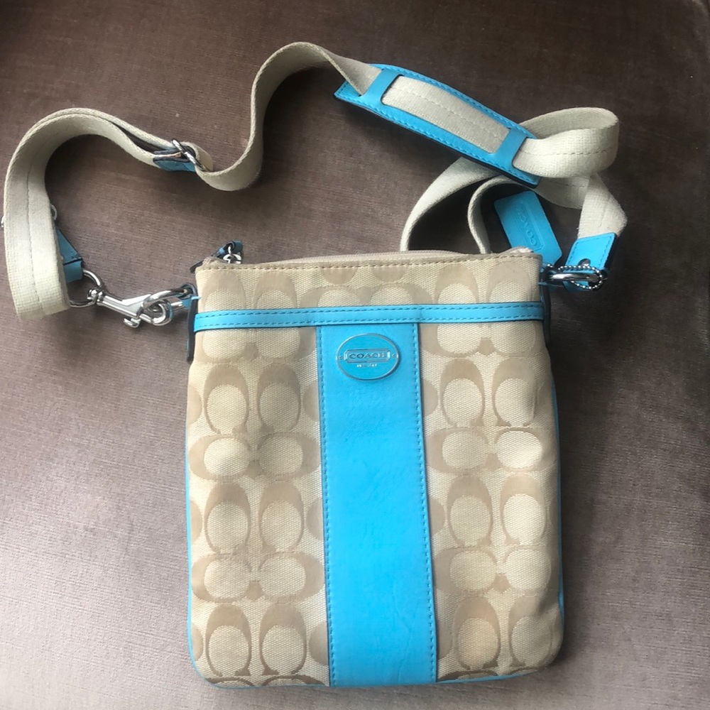 Brown and teal cross body bag. Great condition, gently used